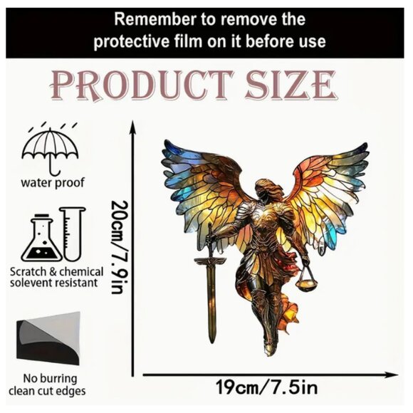 Suncatcher Archangel Michael with Sword Acrylic 2D NWT - Picture 2 of 2